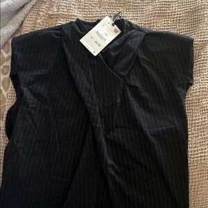 Black Pinstripe Women's Top Zara